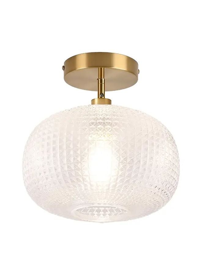 Golden Semi Embedded Ceiling Light With White Spherical Glass Lampshade E26 Base For Sloping Ceilings - Image 2